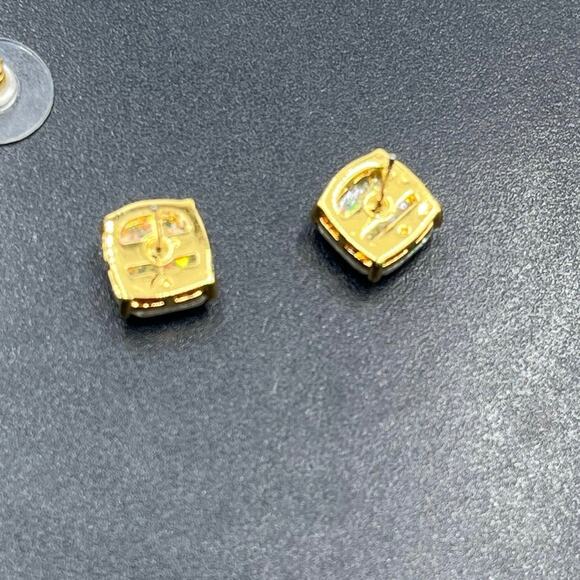 Kate Spade New York Gold Tone White Silver Glitter Sm Square Stud Earring - Picture 4 of 11